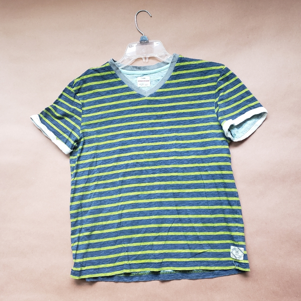 Striped Cuff Sleeve Shirt Small Unionbay Blue Gree